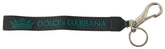 Dolce & Gabbana Black DG Logo Rubber Silver Tone Metal Keychain -   -  Dolce & Gabbana.